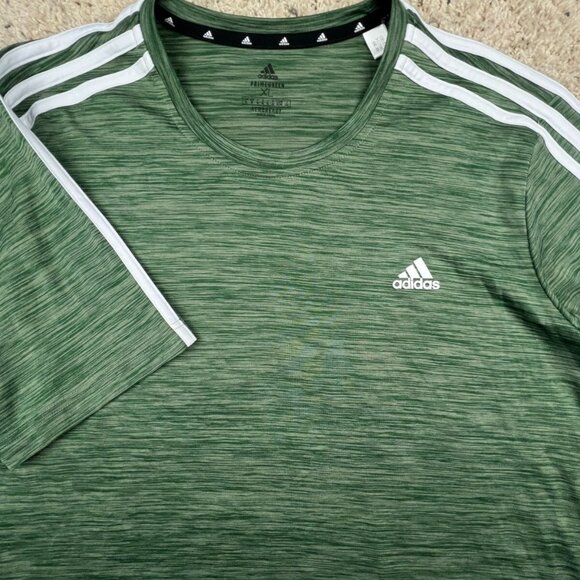 adidas PRIMEGREEN Green Crew Neck White stripes Short Sleeve T-Shirt Men's XL - Picture 1 of 7
